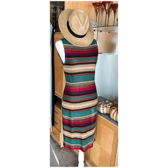 NWOT RALPH LAURN SLEEVELESS MULTI COLOR STIPED KNIT SHEATH DRESS SIZE M - Picture 1 of 4